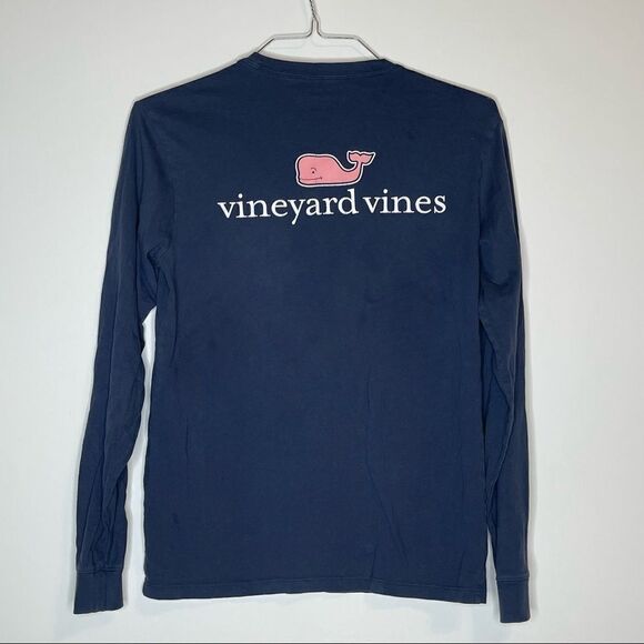Vineyard Vines Long Sleeve Navy Blue - Pink with Logo LS Graphic T-Shirt size XS - Picture 3 of 5